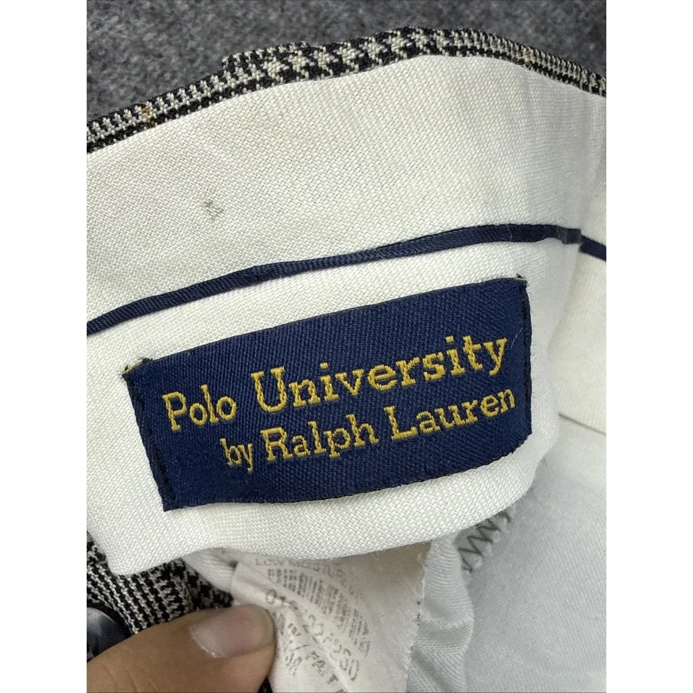 Vintage Polo University Ralph Lauren Pant Men 38x29 Plaid Windowpane Cuffed Wool
